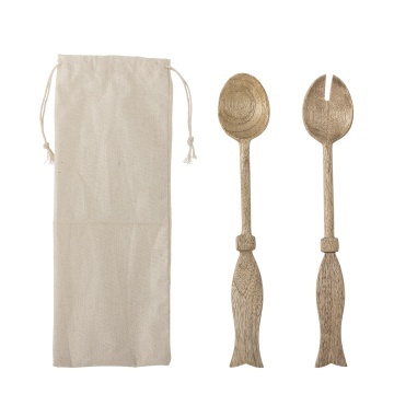 Set de 2 linguri pentru salată din lemn de mango natur, 29x5 cm, „Seva" - Img 2