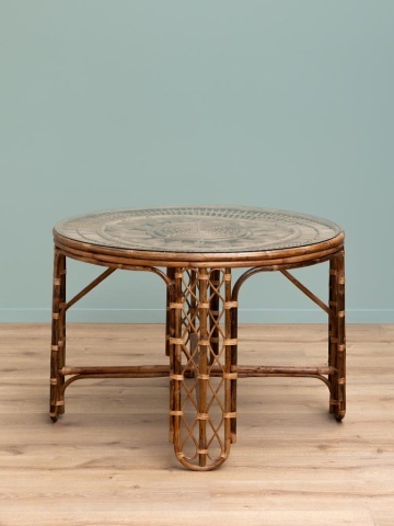 Set dining cu masa rotunda si 4 scaune din rattan , "Mandala" - Img 4