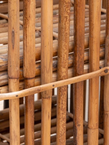 Set dulap și noptieră din ratan, natur, cu 3 uși și 5 rafturi, galerie cu bucle pe blat, 110 x 56 x 38 cm și 54 x 34,5 x 42 cm, „Harmonie” - Img 4