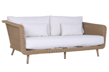 Set lounge exterior din rattan sintetic și structură din aluminiu cu canapea, 2 fotolii, masă și perne, finisaj natural, „Malibu” - Img 8