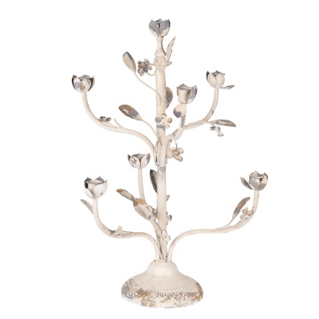 Sfesnic 7 lumanari, alb, din metal, cu aspect vintage, Ø39x51 cm, Bloom