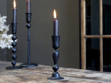 Șfeșnic pentru lumânări din metal, aspect vintage, H16 cm - Img 2
