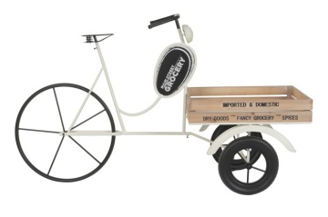Stand decorativ din metal , cu 1 raft din lemn , "Retro Tricycle" - Img 9