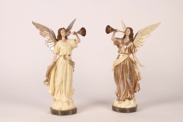 Statuetă decorativă din polirășină, crem, înger, detalii aurii, 41 x 21 x 17 cm, „Uriel” - Img 4