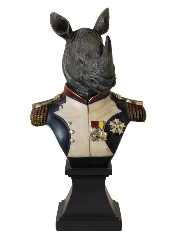 Statuie decorativa bust de rinocer " Napoleonian "