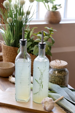 Sticla pentru ulei/otet, cu dop metalic, din sticla, H30cm - 480ml - Img 3