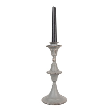 Suport de lumanare, gri, din metal, aspect vintage, H26 cm - Img 2