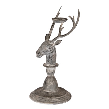 Suport de lumanare, in forma de cerb, aspect antichizat,17x14x30 cm - Img 1