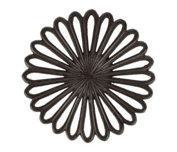 Suport din fontă pentru vase fierbinți „Rhodonea”, model floral, maro, Ø20 cm - Img 1