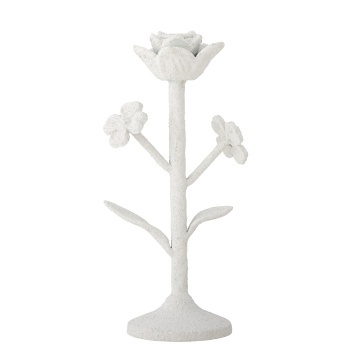 Suport lumânare din metal alb cu finisaj antichizat, 10 x 26 cm, „Ranin",