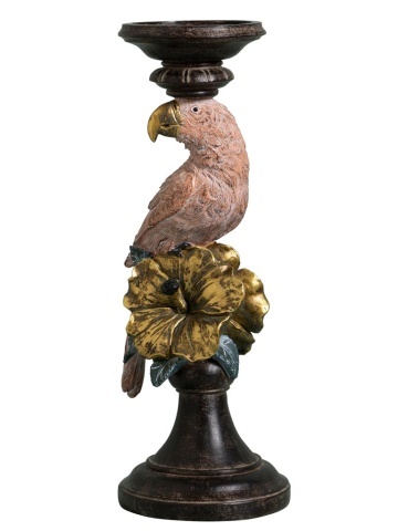 Suport lumanare din polirășină, „Pink Parrot”