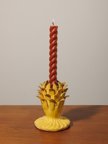 Suport lumanare galben din ceramica H14.5cm Artichoke - Img 4