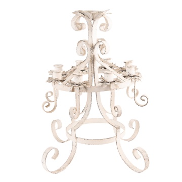Suport lumanari, bej, din metal, aspect vintage, Ø41x43 cm