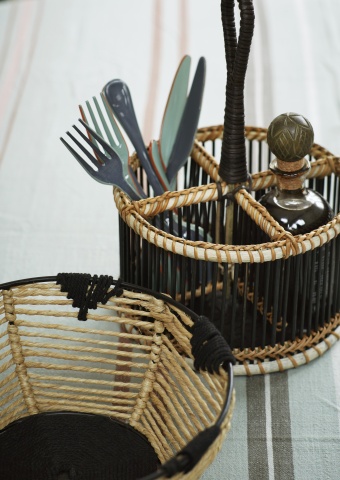 Suport pentru tacâmuri din bambus, 4 compartimente, D19×H17 cm, „Bamboo Cutlery Holder" - Img 2