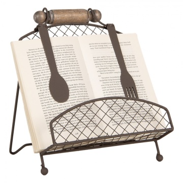 Suport vintage pentru carte de bucate din metal, finisaj maro antichizat, 23x21x31 cm - Img 2
