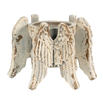 Supot lumanare, bej, din lemn, 21x19x15 cm, Wings - Img 2