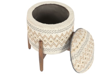 Taburet din lemn de mango cu broderie manuala " Brodery " - Img 4