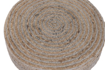 Taburet rotund din lână și iută împletite manual, 50×50×35 cm, „Juwl" - Img 3