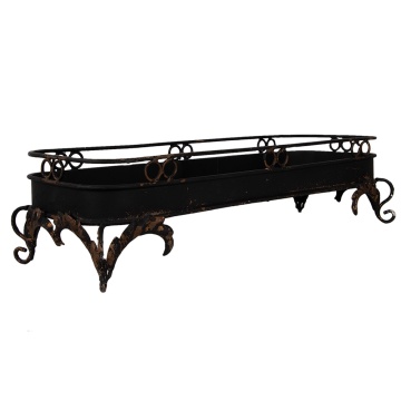 Tava decorativa, pentru lumanari, neagra, din metal, 55x20x14 cm - Img 2
