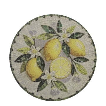 Tavă pentru servire din ceramică cu model mozaic și motiv lămâi, H2,5/D21 cm, melon & verde, „Chartres”
