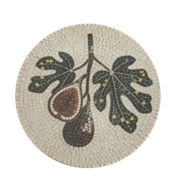 Tavă pentru servire din ceramică cu model mozaic și motiv smochine, H2,5/D21 cm, crem & olive, „Chartres”