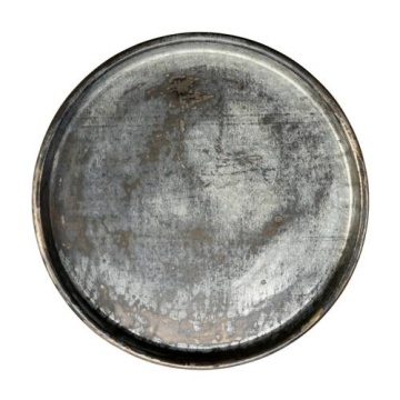 Tavă rotundă vintage din metal, D40×H2,5 cm, „WE ♡ RECYCLING"