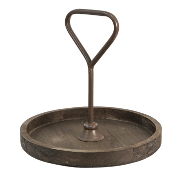 Tava servire, din lemn, cu maner din metal, H33 cm - Img 2