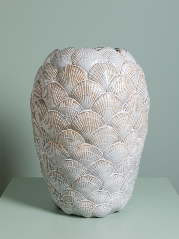 Vas decorativ din ceramica cu design scoici , H42.5cm , "Pecten" - Img 5