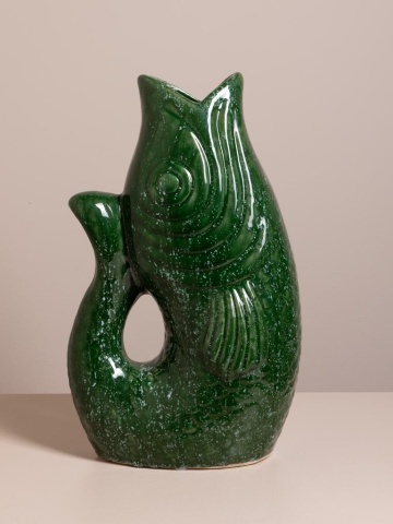 Vas decorativ din ceramică glazurată verde, "Fish" - Img 5