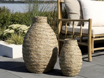 Vas decorativ din iarbă de mare împletită, H38 cm - Img 2