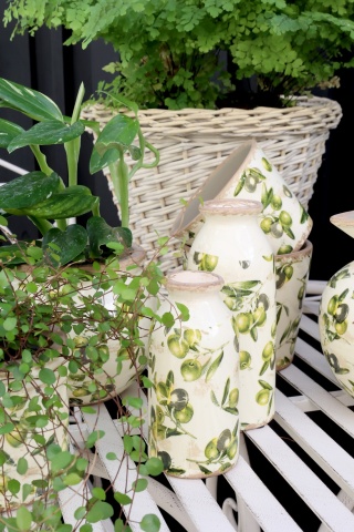Vază decorativă din ceramică, pictată manual, crem, H15.5/D7.5 cm, Olive - Img 6