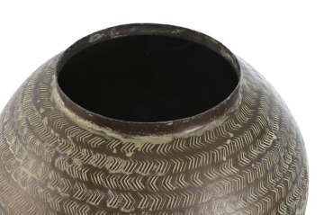 Vază decorativă tibor patinată verde din aluminiu cu structură din aluminiu, "Verdaro" - Img 4
