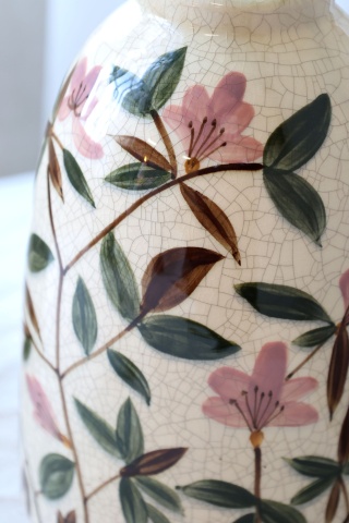 Vaza din ceramica, cu motive florale, H26/D17cm - Img 3