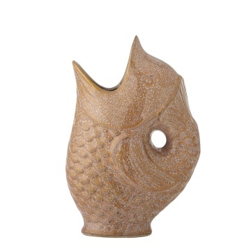 Vază din ceramică, maro, formă de pește, glazură reactivă în tonuri calde, 23,5 x 15,5 x 8,5 cm, „Harvey” - Img 5