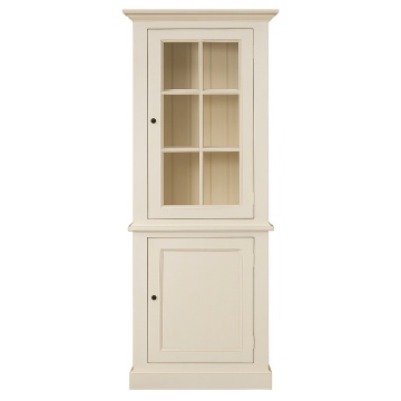 Vitrina de colt, bej, din lemn masiv, aspect rustic, Ficelle - Img 1