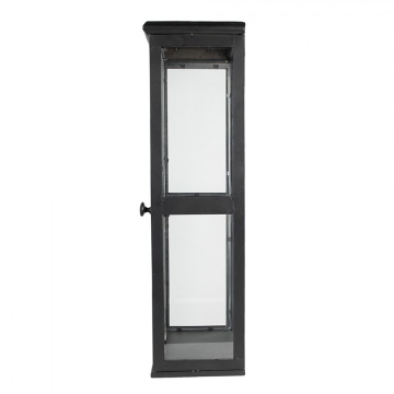 Vitrină de perete industrială din metal, negru, cu 1 ușă vitrată, 1 raft și sticlă pe toate laturile, 70 x 31 x 21 cm, „Fonte” - Img 3