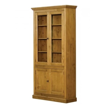 Vitrina, natur, din lemn masiv cu aspect vintage, doule, Country