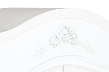 Vitrină shabby chic din lemn, alb, cu 2 uși vitrate, 3 rafturi, 2 sertare și decor cu trandafiri, finisaj patinat, 193 x 76 x 39 cm, „Magnolia” - Img 6