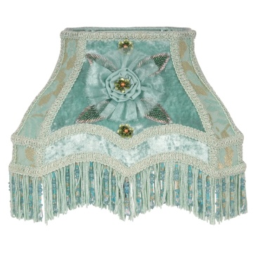 Abajur din textil, turcoaz, formă dreptunghiulară, 17 x 22 x 18 cm, „Victoria”