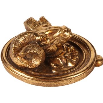 Agățătoare de perete din polirășină, auriu, model cap de berbec, finisaj antichizat, 19 x 11 x 5,5 cm, „Bélier” - Img 3