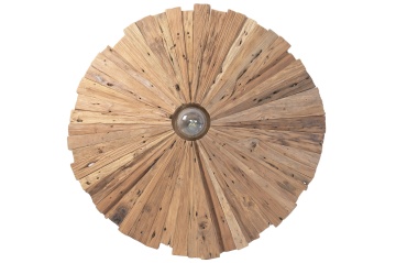 Aplică de perete din lemn de tec reciclat, maro, aspect rustic, finisaj natural, 80 x 80 x 18 cm, „Tournus”