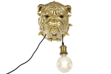 Aplică de perete din polirășină, auriu, model buldog, 29 x 25 x 23 cm, „Sens”