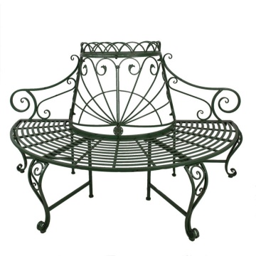Banca de gradina, verde, din metal, aspect vintage