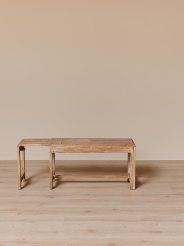 Bancă extensibilă din lemn de acacia albit, 46 x 88–148 x 35 cm, „Lightwood” - Img 4
