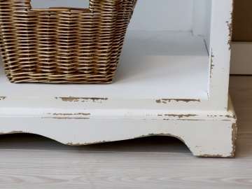 Bibliotecă shabby chic din lemn cu finisaj antichizat crem, 5 rafturi, 106×39×200 cm, „Violette" - Img 8