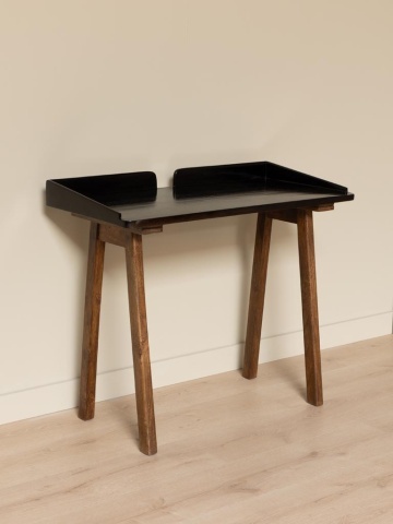 Birou negru din lemn de mango, 84,5 x 99 x 49,5 cm, „Beckett” - Img 5