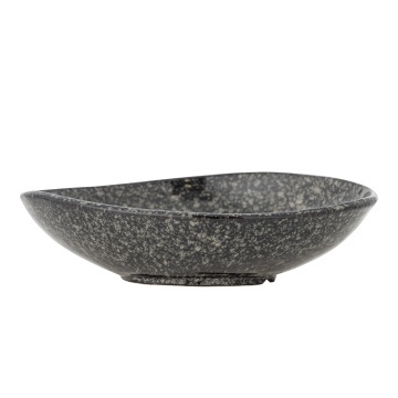 Bol de servire din ceramică, gri, formă rotunda cu margine ondulata, glazură reactivă, 8 x 24 cm, „Sway” - Img 3