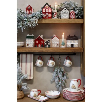 Bol din ceramică albă cu motive de Crăciun, 4.5x14 cm, „Chalet de Noël" - Img 4