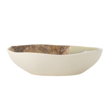 Bol din ceramică artizanală, maro antichizat, finisaj patinat, 26.5×7 cm, „Lacey" - Img 3