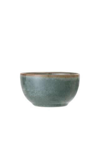 Bol din ceramică verde cu finisaj artizanal și margine maro, 11x6 cm, "Pixie"
